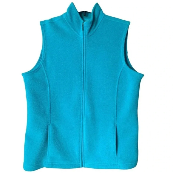 L.L. BEAN | Women's Polartec Recycled Fleece Teal Outdoor Green Vest Size L - Picture 1 of 9